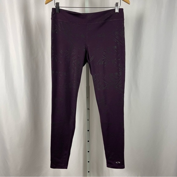 C9 Champion Large Deep Purple Plum Leggings Print Jewel Tone Abstract Yoga Gym - Picture 1 of 5